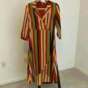 Madison Multi-Color Faux Wrap Dress Sz Small